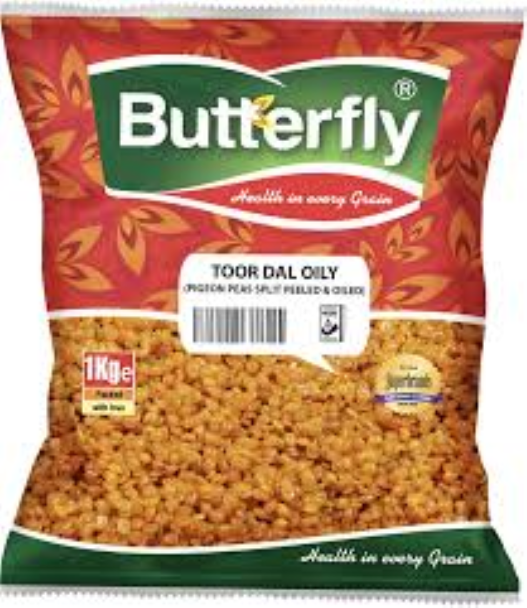 BUTTERFLY TOOR DAL OILY PIGEON PEAS SPLIT P&O 1KG